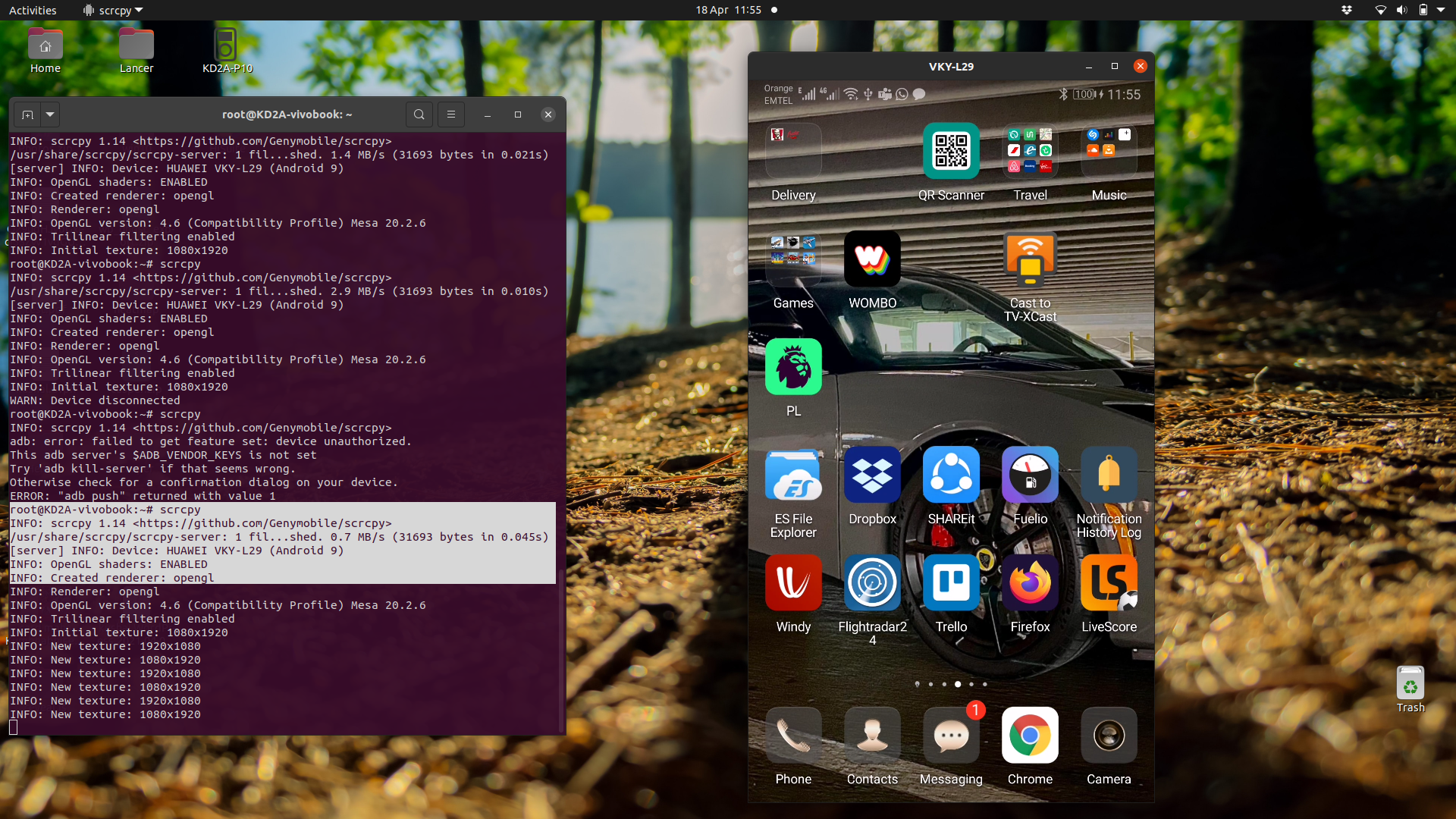 Mirroring Android Screen on Ubuntu